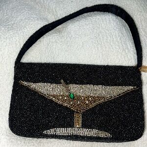 NWT Elegant Black Beaded bag with Martini Design 🔥